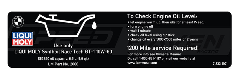 Engine Oil Sticker - S62
