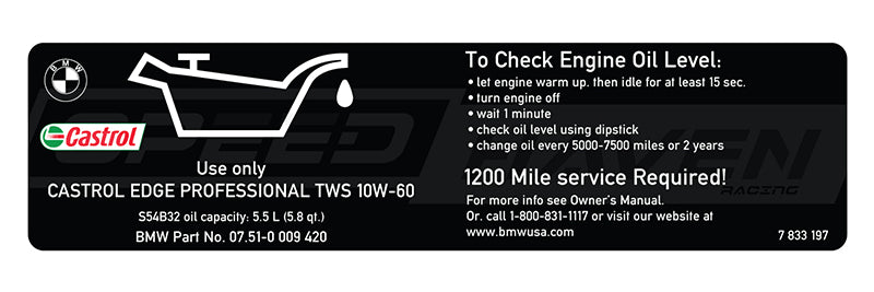 Engine Oil Sticker - S54