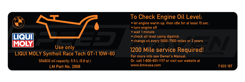 Engine Oil Sticker - S54