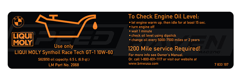 Engine Oil Sticker - S62